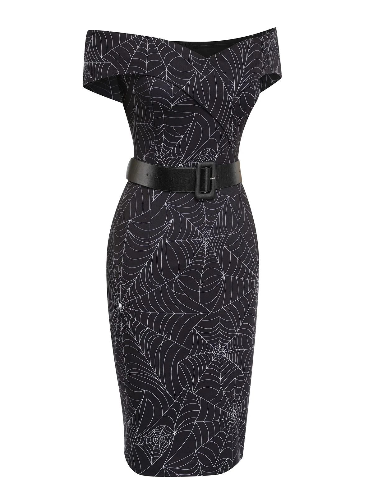 Black 1960s Off-shoulder Spider Web Dress 4 Black 1960s Off-shoulder Spider Web Dress - Image 4