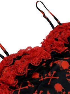 Black 1950s Skull Lace Strap Dress 11 Black 1950s Skull Lace Strap Dress -Candi Clothing Shop SCV021133 6