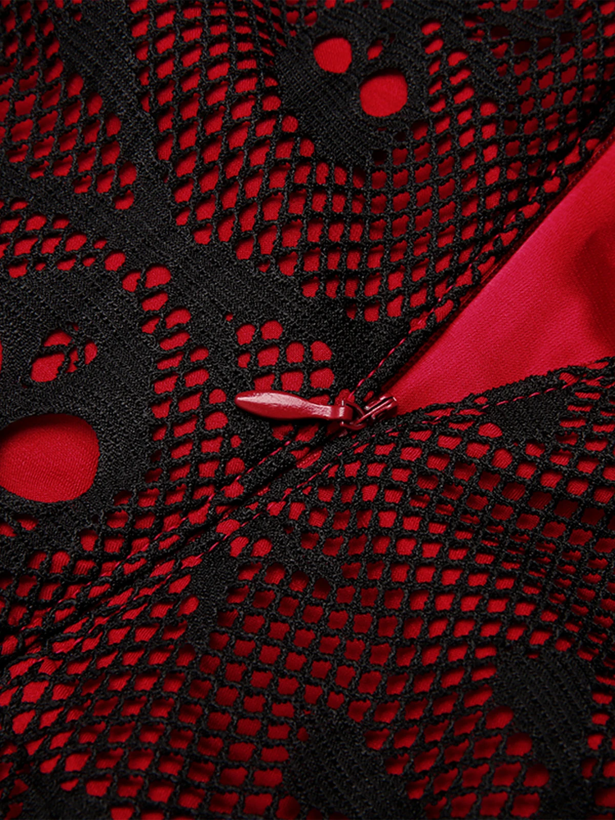 Wine Red 1950s Skull Mesh Swing Dress 5 Wine Red 1950s Skull Mesh Swing Dress - Image 5