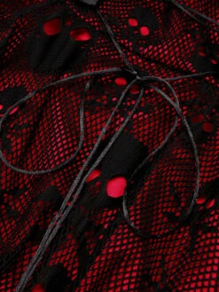 Wine Red 1950s Skull Mesh Swing Dress 12 Wine Red 1950s Skull Mesh Swing Dress -Candi Clothing Shop SCV021138 5