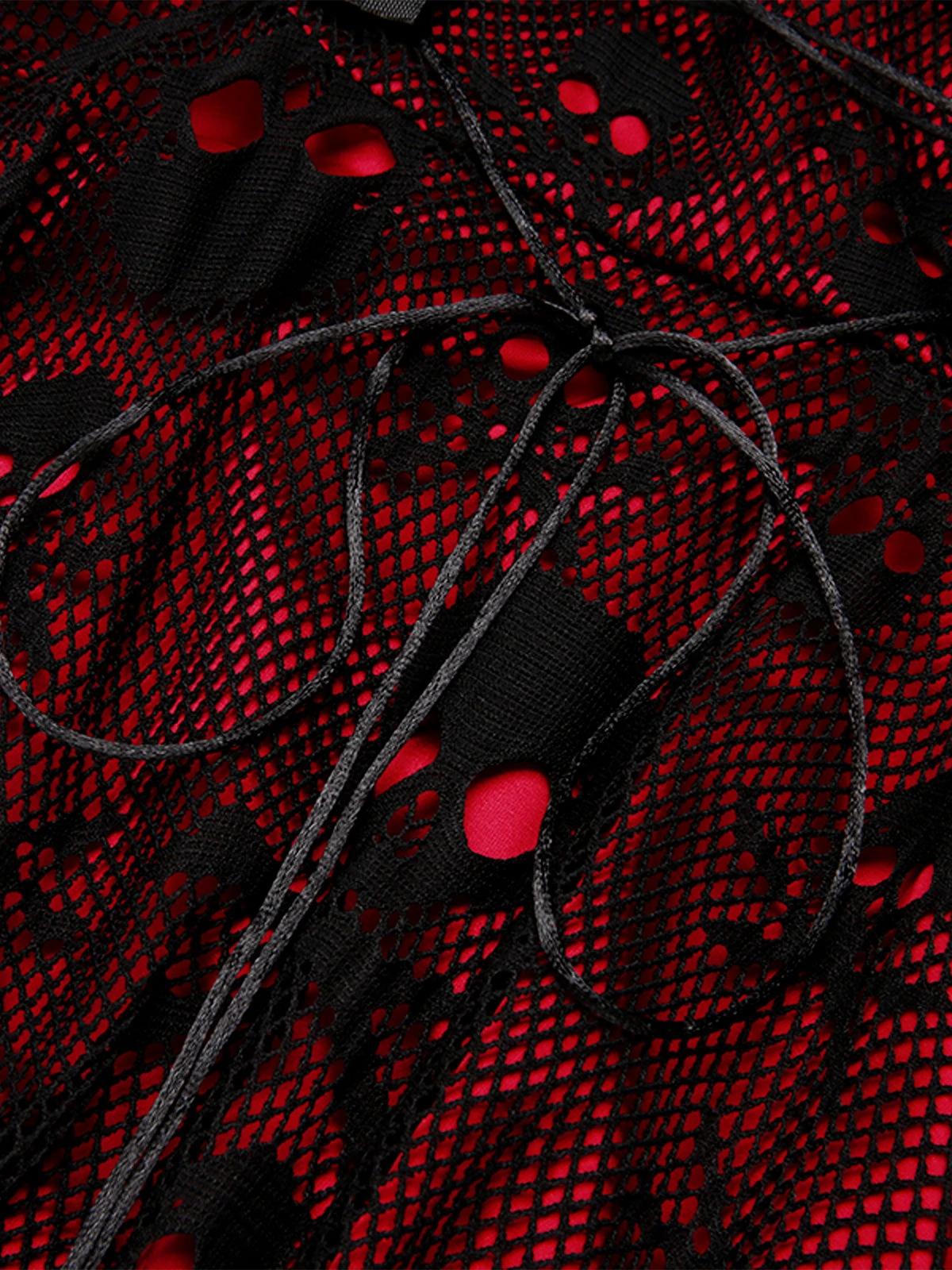 Wine Red 1950s Skull Mesh Swing Dress 6 Wine Red 1950s Skull Mesh Swing Dress - Image 6