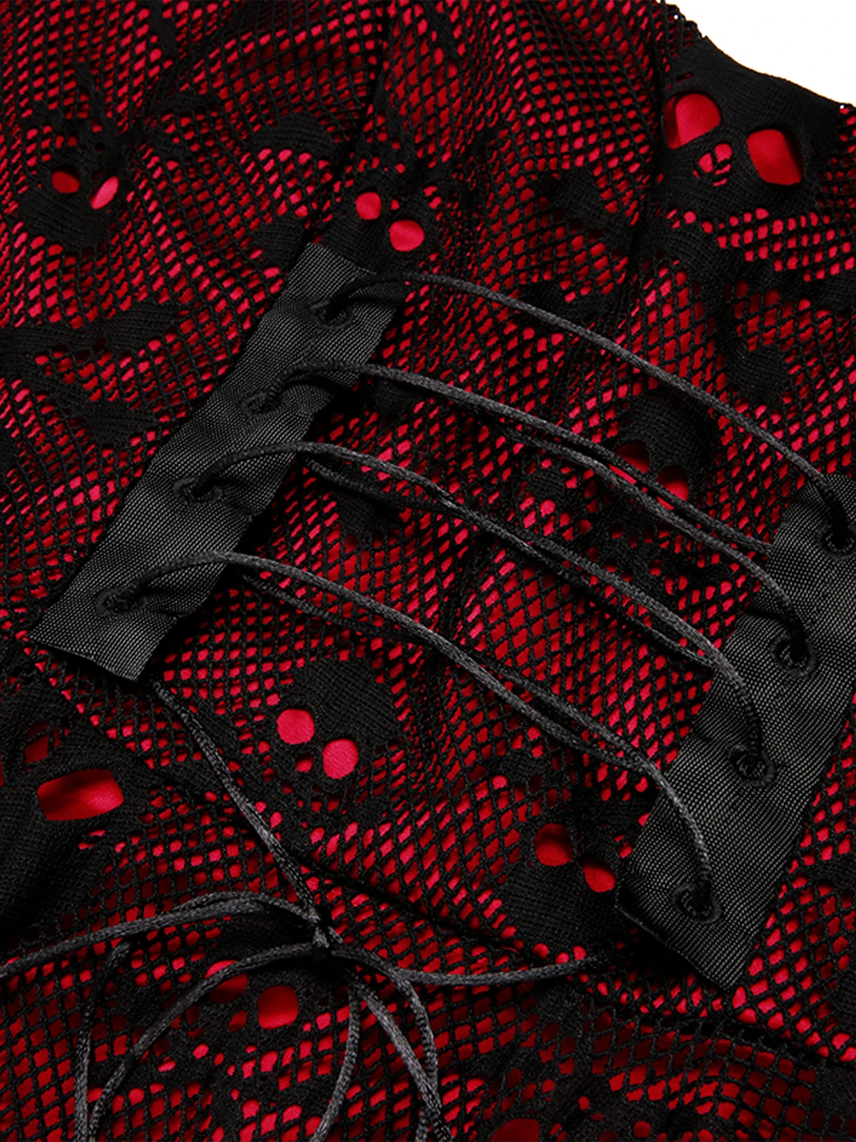 Wine Red 1950s Skull Mesh Swing Dress 7 Wine Red 1950s Skull Mesh Swing Dress - Image 7