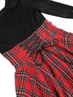 1950s Long Sleeve Patchwork Swing Dress -Candi Clothing Shop SCV021198 R 4