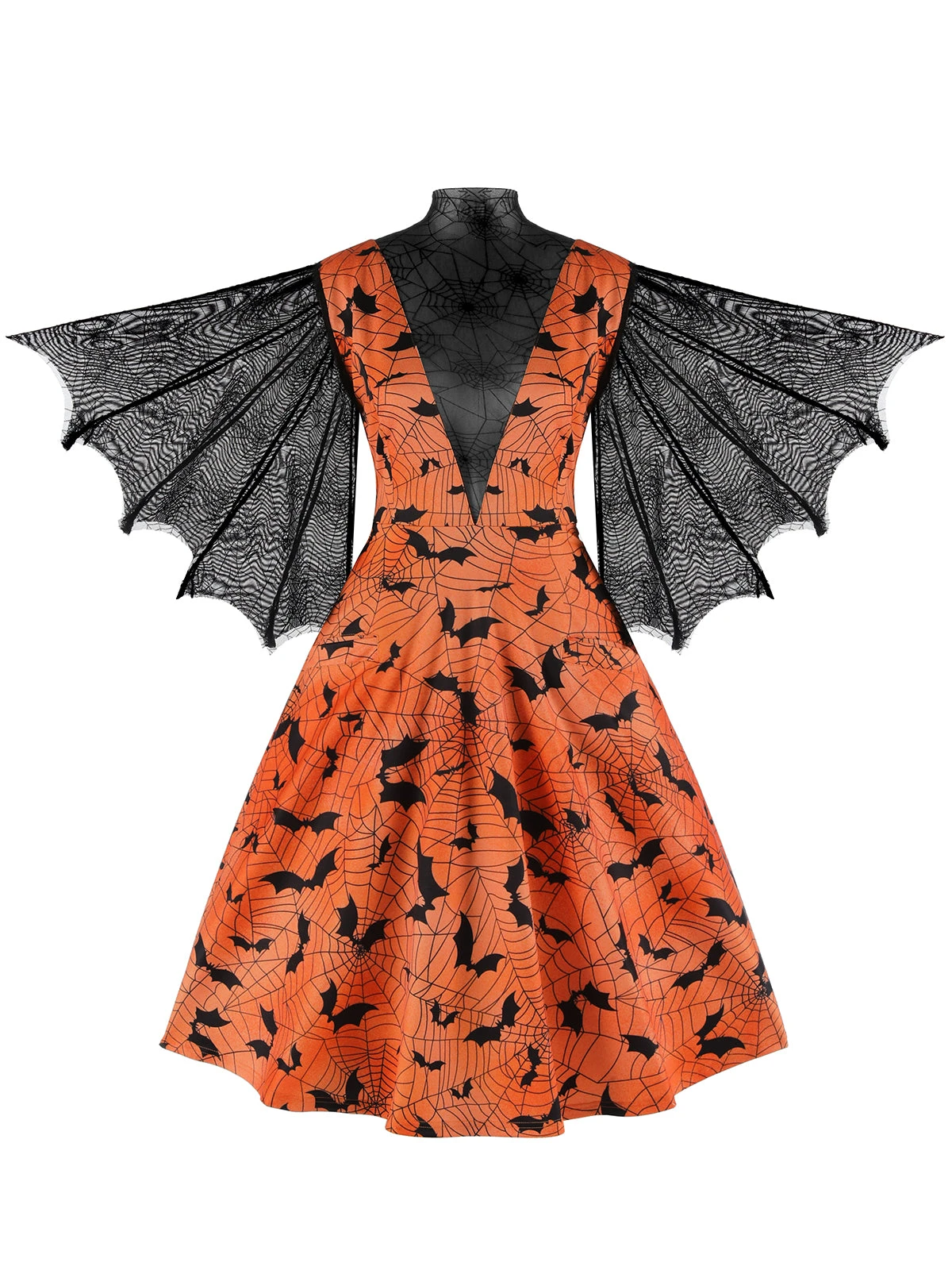 Orange Halloween Spider Sleeve Vintage Dress 2 Orange Halloween Spider Sleeve Vintage Dress - Image 2