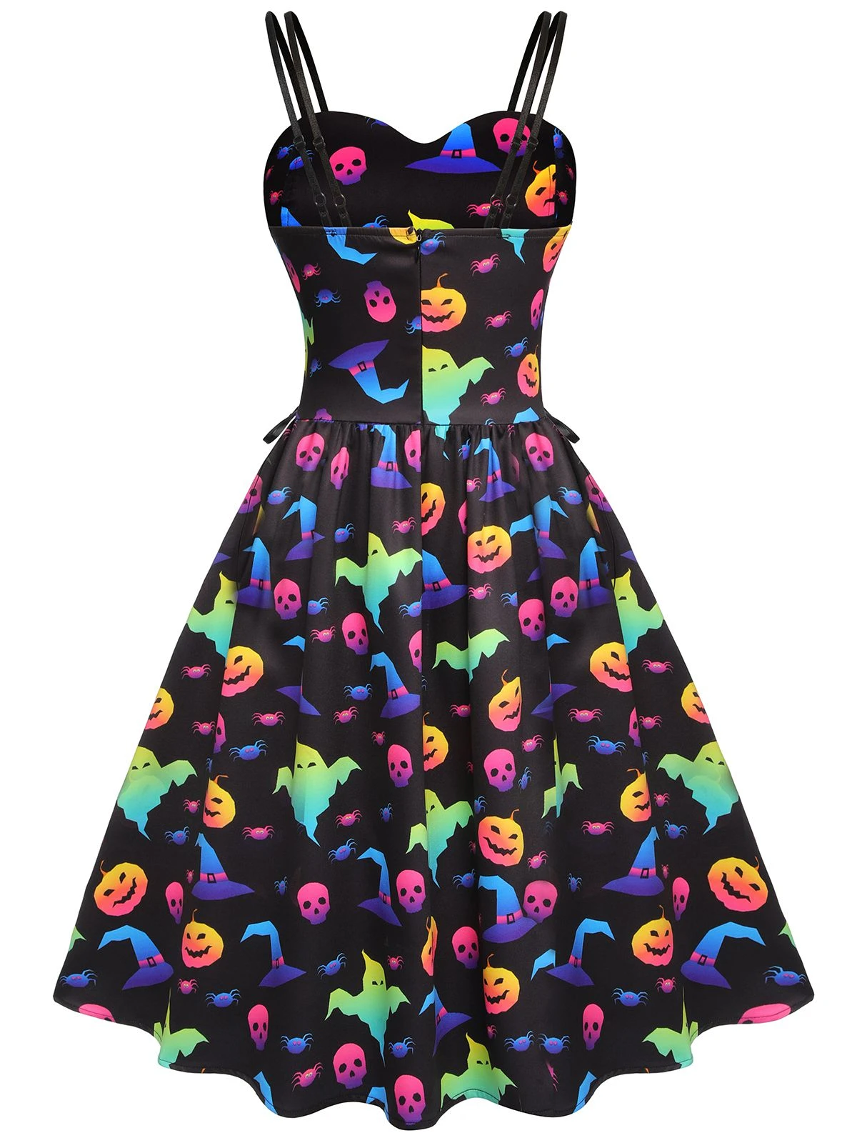 1950s Halloween Colorful Print Strap Dress 4 1950s Halloween Colorful Print Strap Dress - Image 4