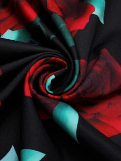 Black 1940s Rose Lantern Sleeve Lace-Up Dress 13 Black 1940s Rose Lantern Sleeve Lace-Up Dress -Candi Clothing Shop SCV021223 5