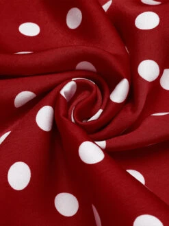 Red 1950s Dots Patchwork Swing Dress 10 Red 1950s Dots Patchwork Swing Dress -Candi Clothing Shop SCV021294 4