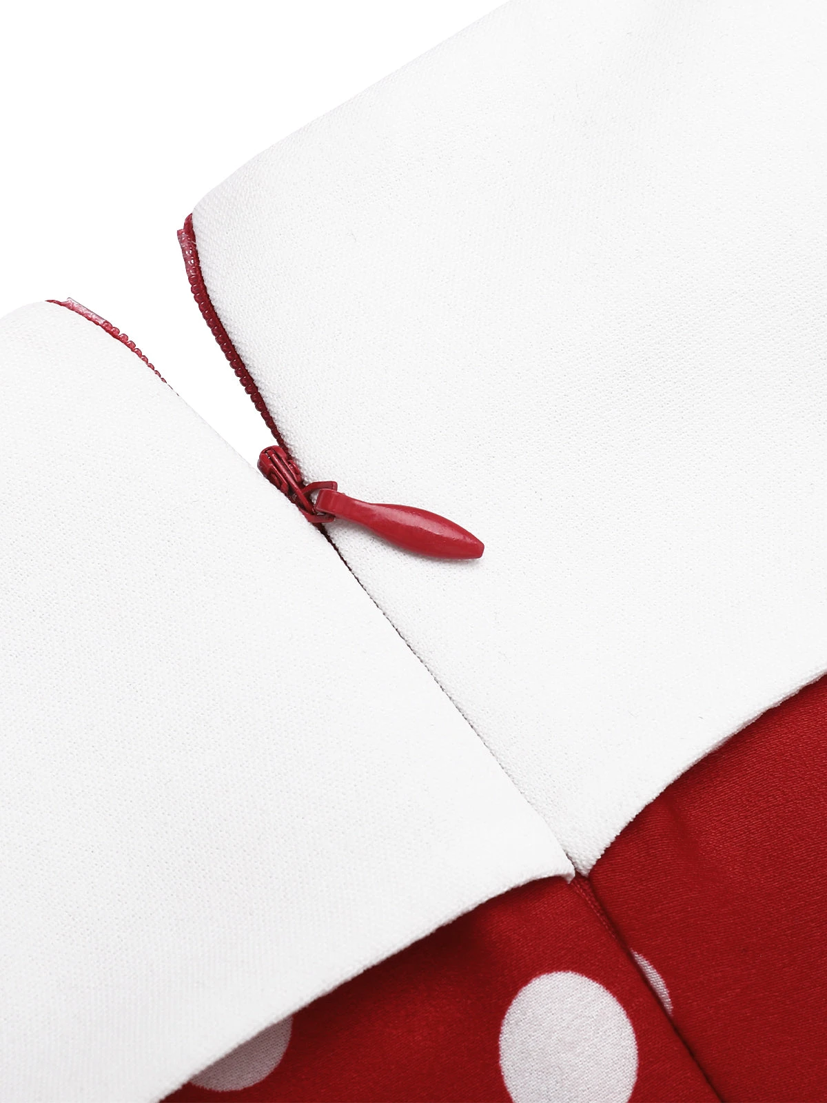 Red 1950s Dots Patchwork Swing Dress 6 Red 1950s Dots Patchwork Swing Dress - Image 6