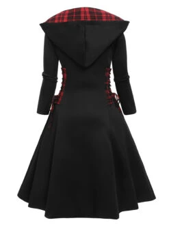 Black 1950s Plaid Hooded Swing Dress 12 Black 1950s Plaid Hooded Swing Dress -Candi Clothing Shop SCV021329 2