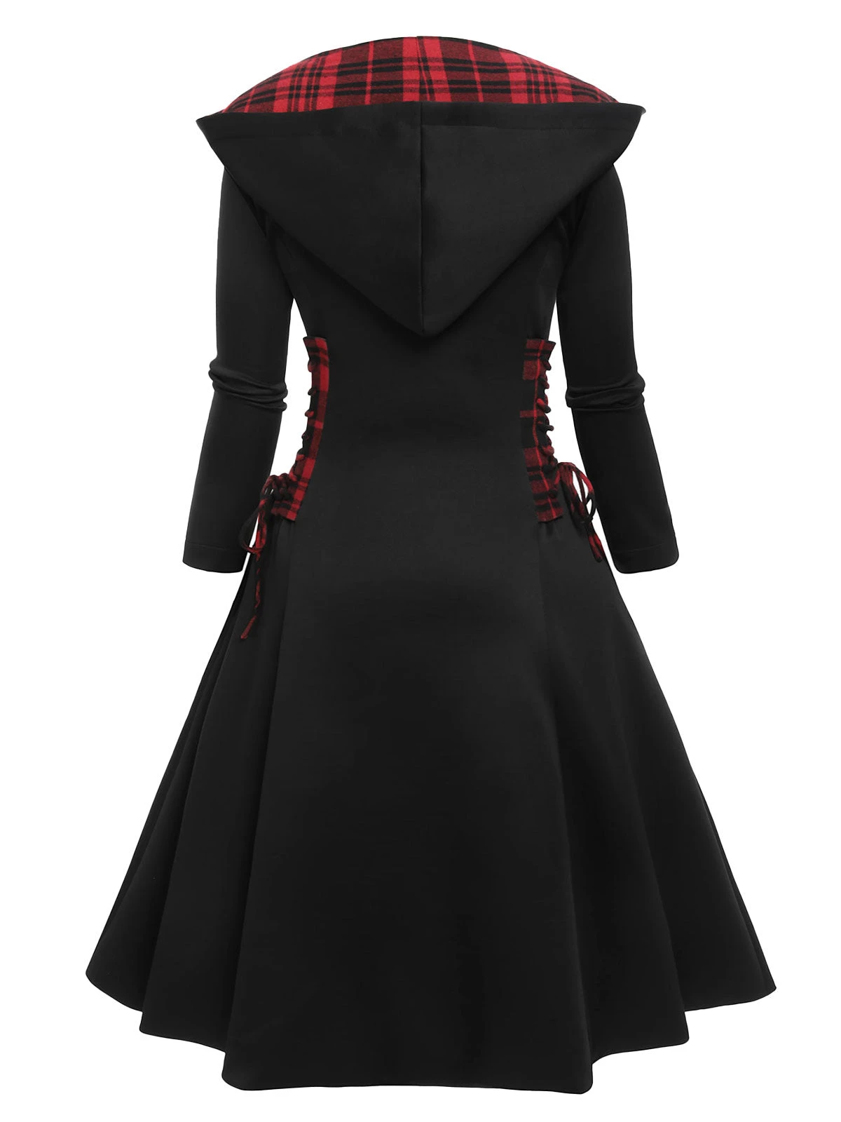 Black 1950s Plaid Hooded Swing Dress 5 Black 1950s Plaid Hooded Swing Dress - Image 5