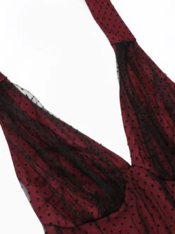 Red 1950s Dots Mesh Swing Dress 16 Red 1950s Dots Mesh Swing Dress -Candi Clothing Shop SCV021336 DR 4