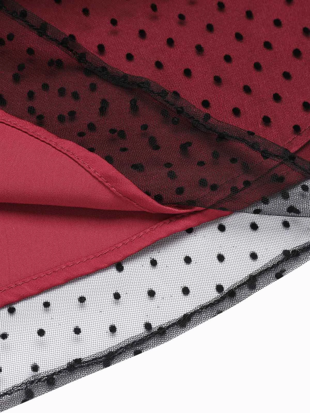 Red 1950s Dots Mesh Swing Dress 7 Red 1950s Dots Mesh Swing Dress - Image 7