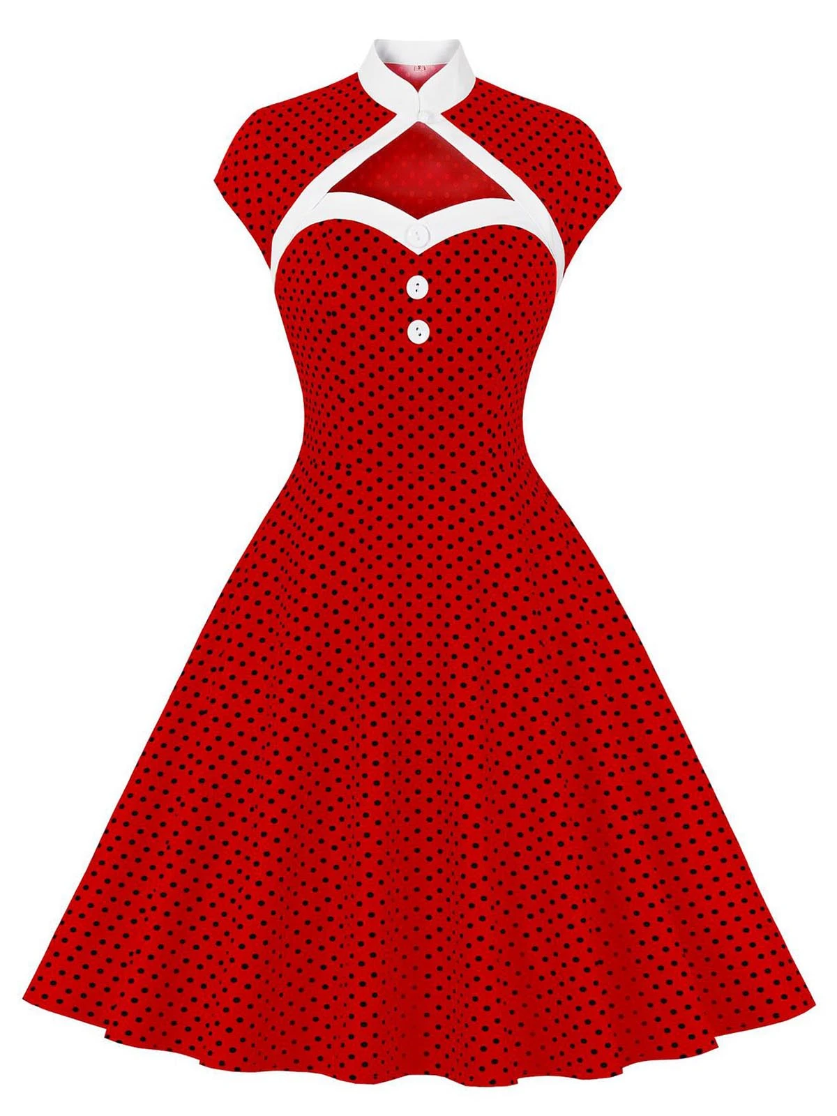 1950s Polka Dots Heart Collar Dress 7 1950s Polka Dots Heart Collar Dress - Image 7
