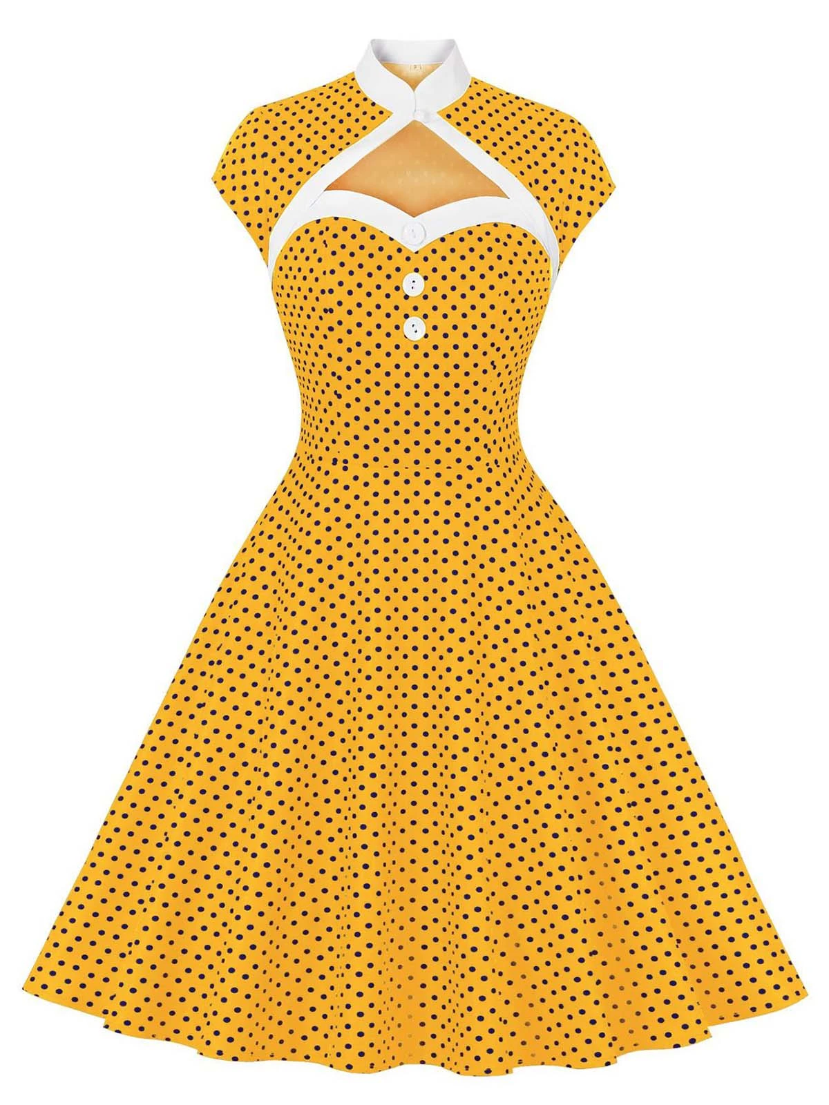 1950s Polka Dots Heart Collar Dress 9 1950s Polka Dots Heart Collar Dress - Image 9