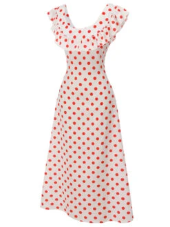 White 1930s Polka Dot Sleeveless Dress -Candi Clothing Shop SCV021520 4