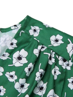 Green 1940s V-Neck Floral Dress 11 Green 1940s V-Neck Floral Dress -Candi Clothing Shop SCV021556 4