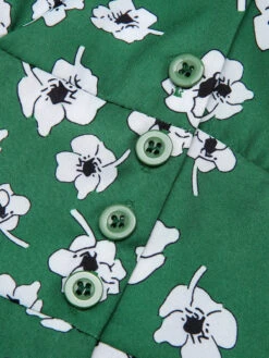 Green 1940s V-Neck Floral Dress 12 Green 1940s V-Neck Floral Dress -Candi Clothing Shop SCV021556 5