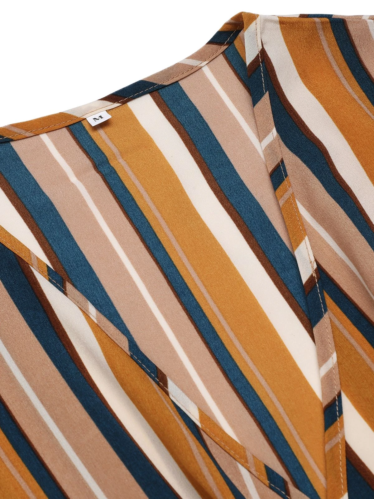 Earth Yellow 1950s Stripes Wrap Waist Dress 5 Earth Yellow 1950s Stripes Wrap Waist Dress - Image 5