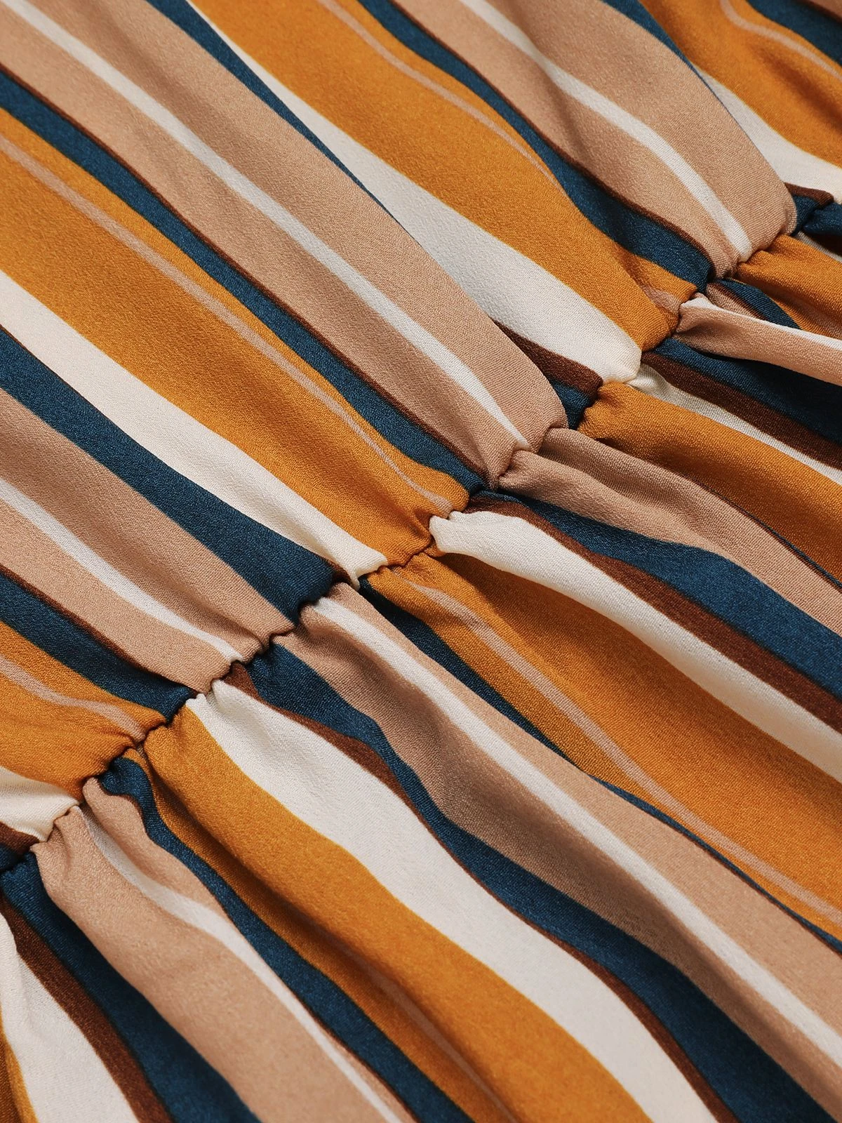 Earth Yellow 1950s Stripes Wrap Waist Dress 7 Earth Yellow 1950s Stripes Wrap Waist Dress - Image 7