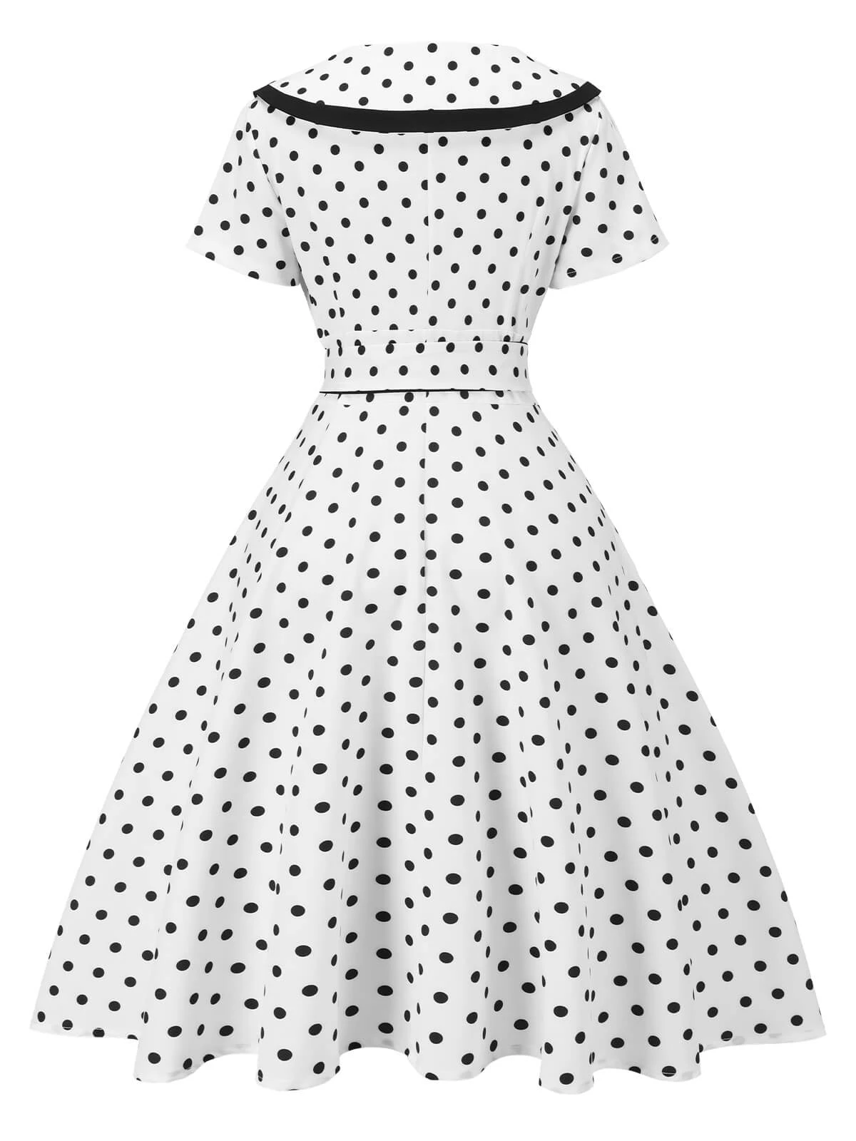 White 1940s Polka Dot Lapel Dress 2 White 1940s Polka Dot Lapel Dress - Image 2