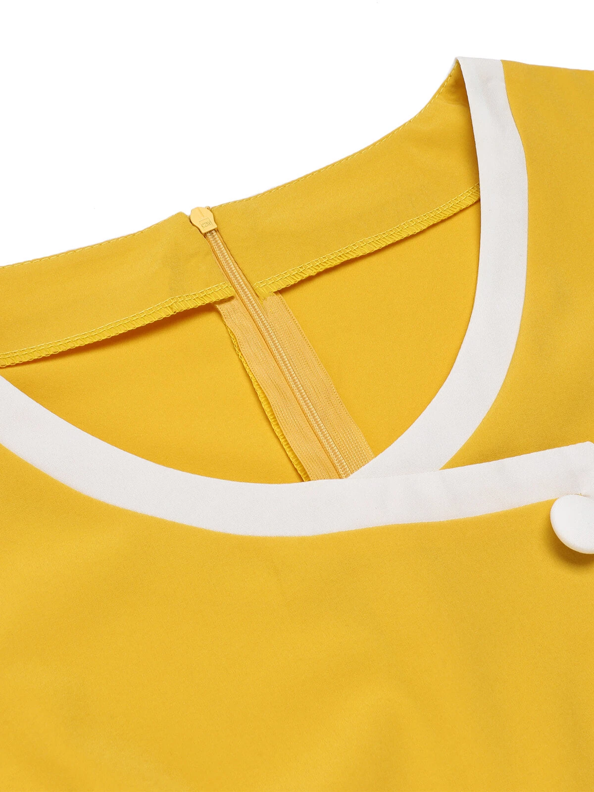 Yellow & White 1940s Buttons Patchwork Dress 5 Yellow & White 1940s Buttons Patchwork Dress - Image 5