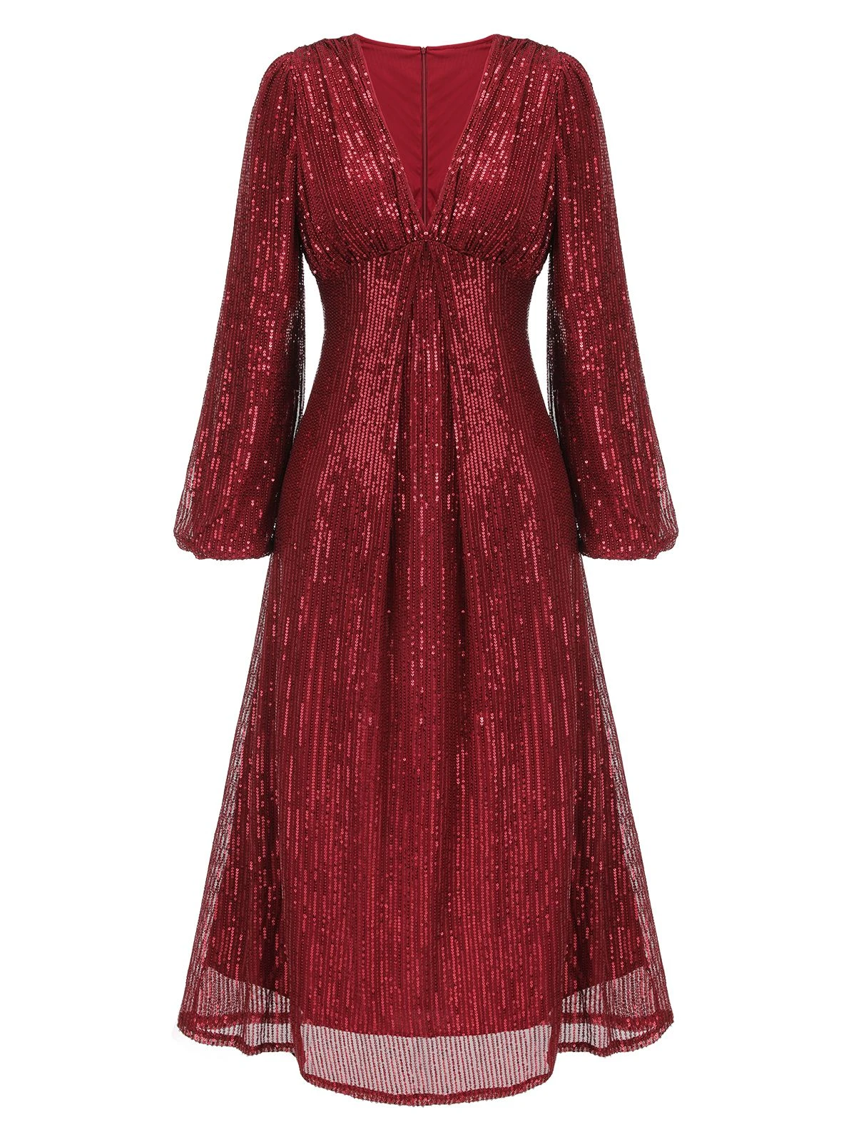 Red 1930s Solid Sequined V-Neck Shift Dress 1 Red 1930s Solid Sequined V-Neck Shift Dress