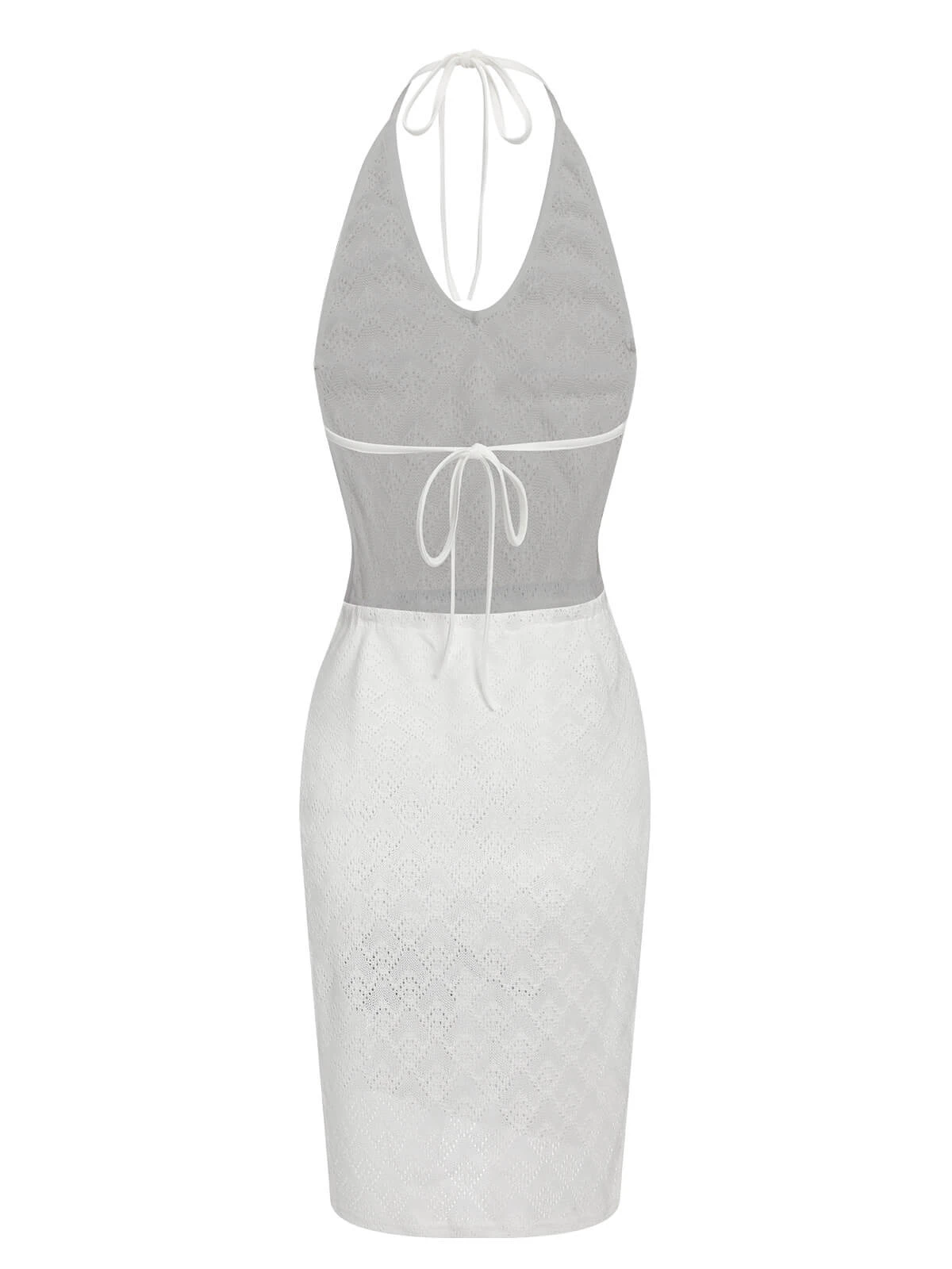 White 1960s Knitted Halter Dress Cover-Up 4 White 1960s Knitted Halter Dress Cover-Up - Image 4