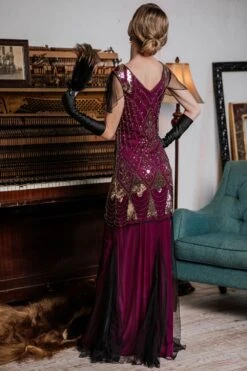 [US Warehouse] Rose Red 1920s Sequined Maxi Flapper Dress -Candi Clothing Shop SVH034483 RR 3