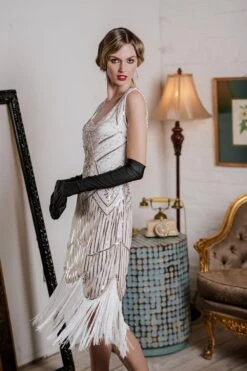 [US Warehouse] White 1920s Fringed Flapper Dress -Candi Clothing Shop SVV031857 W 4