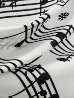 White 1950s Music Note Swing Dress -Candi Clothing Shop SVV031902 W 6