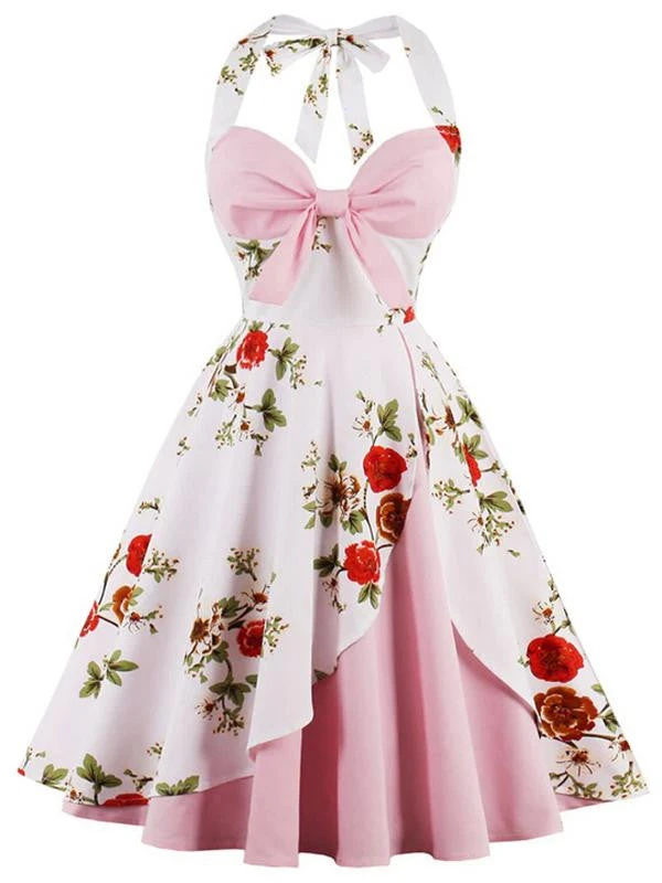 1950s Halter Floral Swing Dress 1 1950s Halter Floral Swing Dress