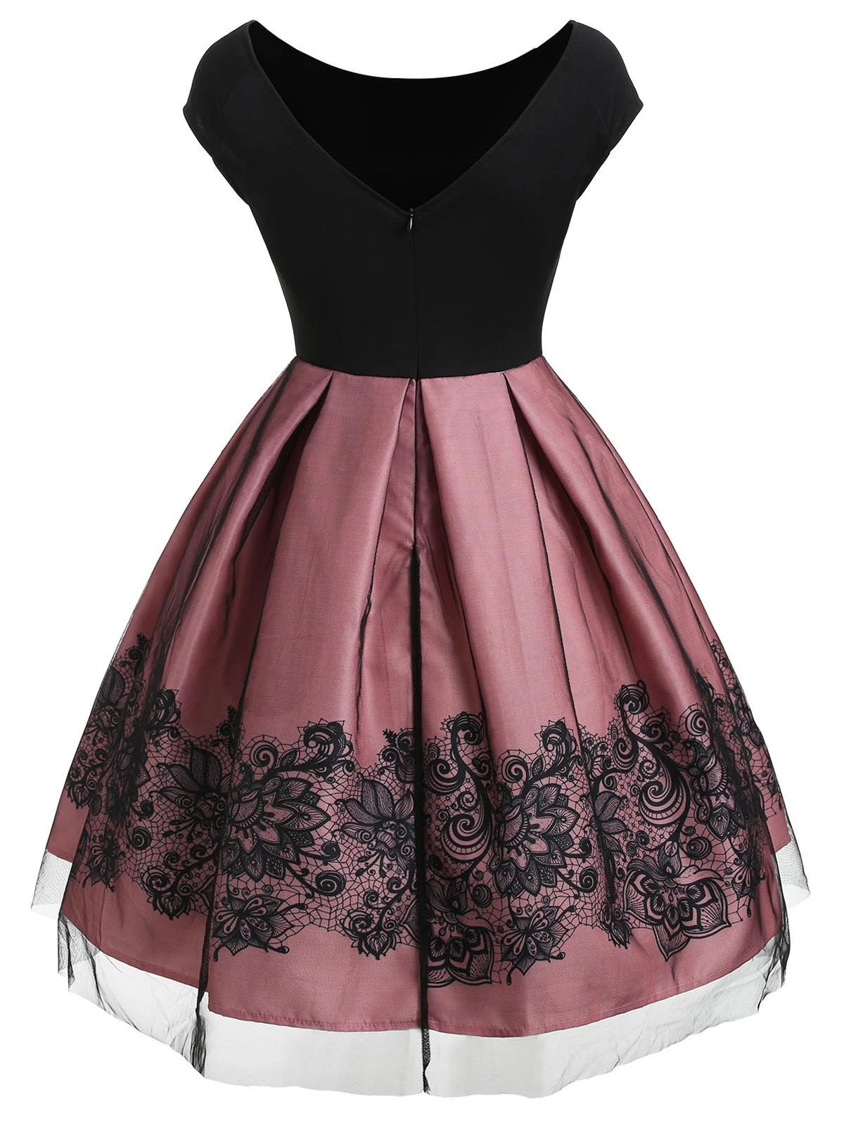 1950s Floral Print Off Shoulder Dress 2 1950s Floral Print Off Shoulder Dress - Image 2