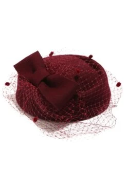 Retro Bow Mesh Wooled Dress Hat