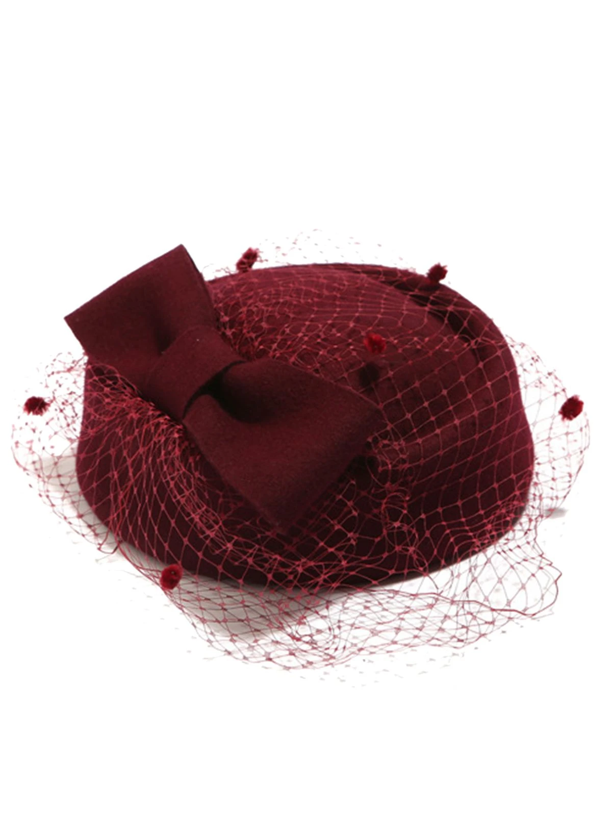 Retro Bow Mesh Wooled Dress Hat 1 Retro Bow Mesh Wooled Dress Hat