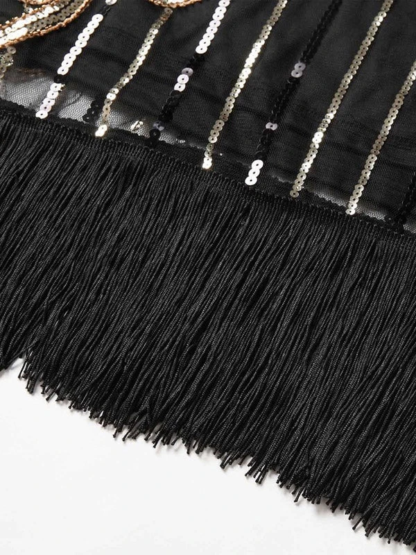 Black 1920s Sequined Flapper Dress 8 Black 1920s Sequined Flapper Dress - Image 8